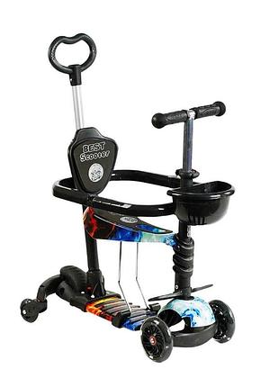 70100 самокат 5в1 best scooter, с дополнительными колесами, защитный бампер, pu колеса со светом