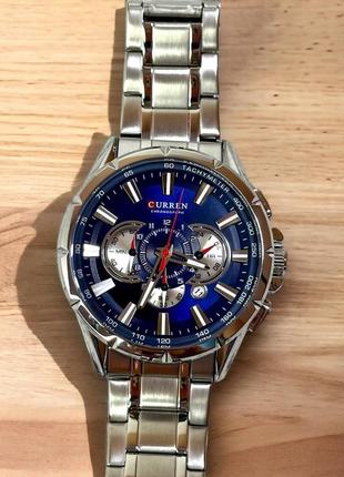 Годинник чоловічий наручний кварцовий curren водонепроникний із хронографом сталь кольору сріблястий6 фото