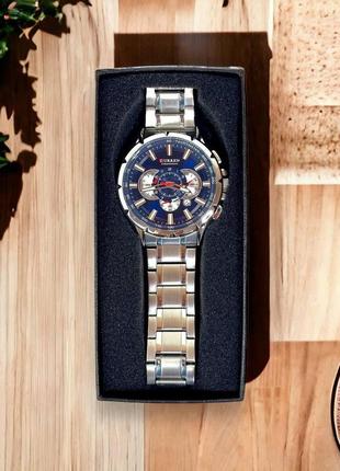 Годинник чоловічий наручний кварцовий curren водонепроникний із хронографом сталь кольору сріблястий8 фото