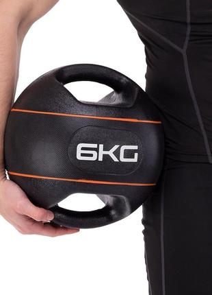 Мяч медицинский медбол с двумя ручками zelart ta-7827-6 вес-6кг резина d-27,5см...