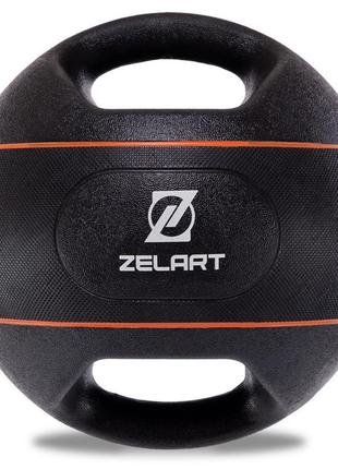Мяч медицинский медбол с двумя ручками zelart ta-7827-6 вес-6кг резина d-27,5см...