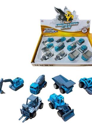 1253-1xz/b машинка металева спецтехніка, 6 різновидів, інерція, відкр. двері, 12 штук у блоці