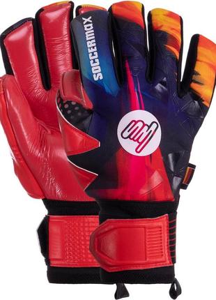 Перчатки вратарские soccermax gk-005 размер 8-10 красный-фиолетовый