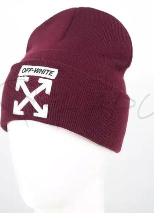 Брендовая молодежная шапка лопата off white l19019 бордовый