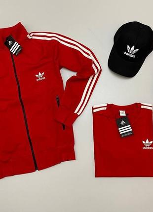 Набор 4в1 adidas: кофта-брюки-футболка-кепка, качественный комплект для мужчин