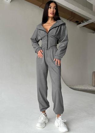 Спортивный костюм замш замшевый серый корсет