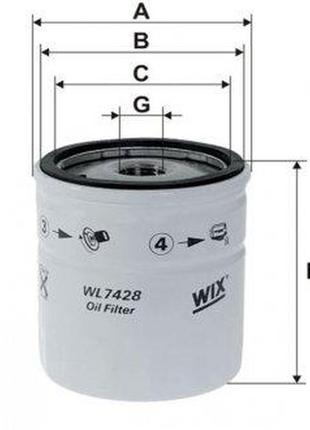 Фільтр масляний chevrolet:aveo,captiva,cruze,lacetti,volt / daewoo:espero,lanos,nexia (wl7428)