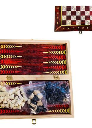 1734-4 шахматы, шашки, нарды, деревянные, размер игрового поля 33х1,5х33 см.