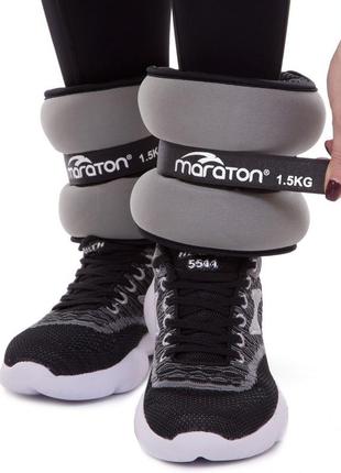 Утяжелители-манжеты для рук и ног maraton fi-3123-3 2x1,5кг черный-серый8 фото