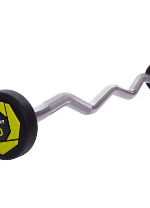 Штанга фиксированная изогнутая полиуретановая zelart urethane barbell ta-2690-10 длина-102см 10кг