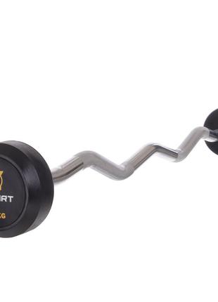 Штанги фіксована зігнута zelart rubbber coated barbell ta-2687-10 довжина-95sм 10кг