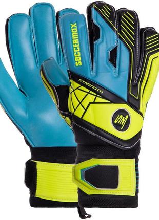 Рукавиці воротарські soccermax gk-012 розмір 8-10 синій-чорний-лимонний