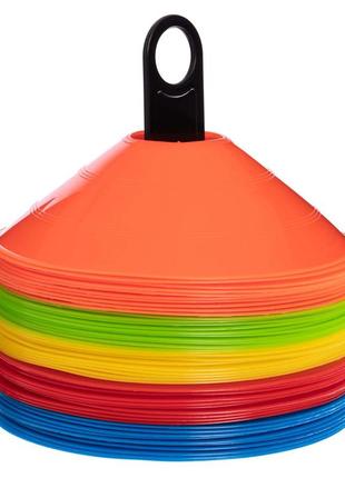 Фішки для розмітки поля на пластиковій підставці zelart c-4347 50 шт 20 см різнобарвний