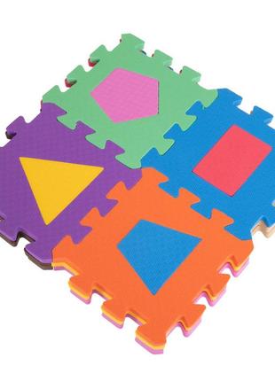 Коврик пазл детский "веселая геометрия" zelart c-3526 12шт цвета в ассортименте