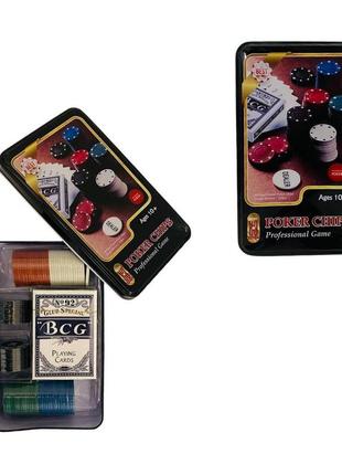 100 c гра покер, 80 фішок, колода карт, у металевому кейсі