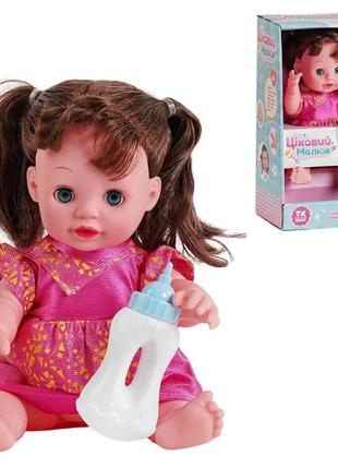 14370 пупс функциональный, ест, ходит в туалет, закрывает глаза, бутылочка, в коробке