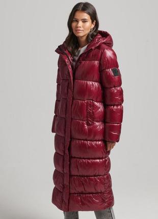 Длинный стеганый пуховик премиум бренда superdry