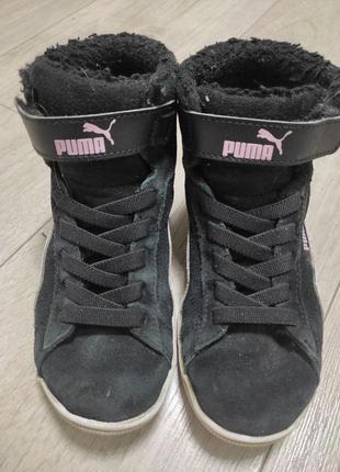 Утепленные замшевые кеды puma кроссовки на девочку мягкие удобные