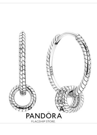 Серьги серебро оригинальные стильные кольца трансформеры silver_pandora
