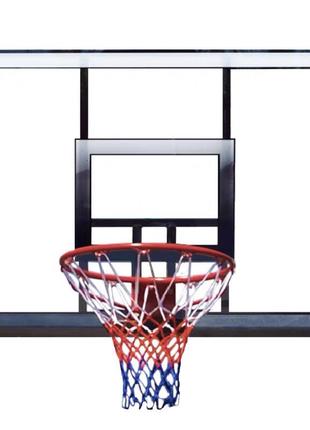 Щит баскетбольний з кільцем і сіткою s008s (щит-pc,р-р 120х80см, кільце (16мм) d-45см, сітка ny)