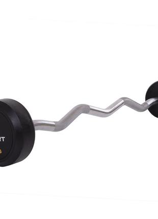 Штанги фіксована зігнута zelart rubbber coated barbell ta-2687-20 довжина-95cм 20кг