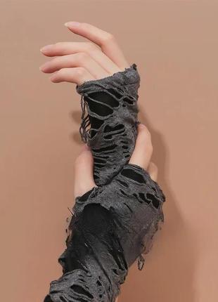 Готические эмо панк опиум дырявые митенки нарукавники