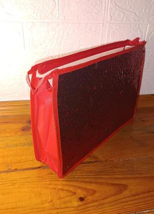 Червона папка на змійці а4 з паєтками двосторонні перекидні паєтки