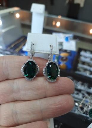 Серьги с зеленым кварцом