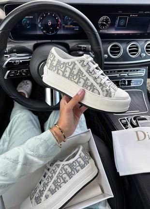 Кеды в стиле диор dior b23 grey platform premium