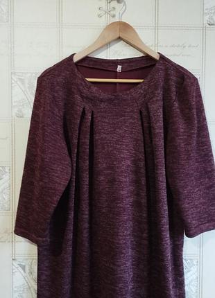 Стильное платье кокон баллон туника бочонок длинный свитер, балахон марсала бордо 2