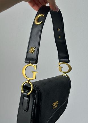 Нова сумка guess, шкіра + текстиль, еко шкіра, сумка гесс, фірмова канва, невеликого розміру5 фото