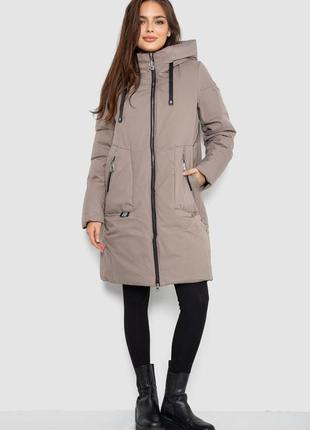 Пуховик удлиненный женский, цвет мокко, 243r2307