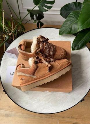 Оригинальные Sheepskin ugg australia usa lowmel ботинки зимние овчина sneaker chestnut угги кроссовки замшевые рыжие угг австралия