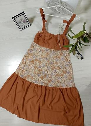 Сарафан с рюшами цветами крой трапеция.