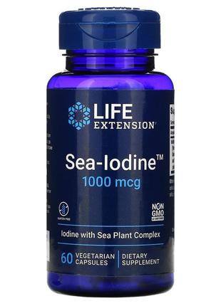 Йод 1000 мкг life extension sea-iodine с экстрактом бурых водорослей 60 вегетарианских капсул