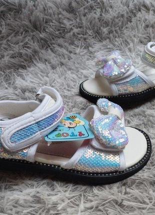 Детские босоножки на липучке, пайетки, для девочки, 31р, 33р, 34р, 35р, 36р