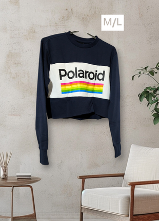 Укорочений світшот на байці кроп-топ утеплений толстовка polaroid