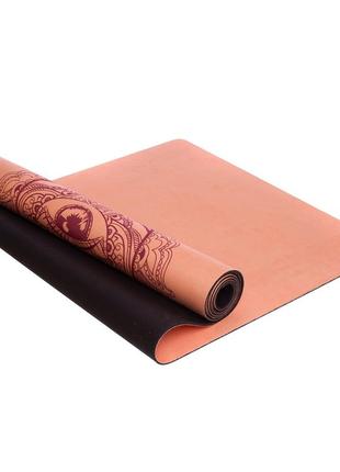 Коврик для йоги замшевый record fi-5662-61 размер 1,83мx0,61мx3мм персиковый