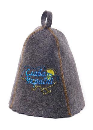 Банная шапка "слава украине" luxyart универсальный серый cl0100168