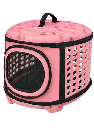 Сумка-перенесення lesko sy210802 pink контейнер для кішок і собак 43*38*32 см dm-11