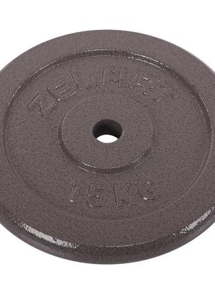 Блины (диски) стальные d-30мм zelart ta-7789-15 15кг серый