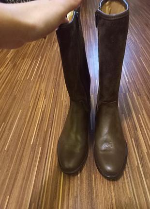 Новые кожаные осенне-зимние сапоги mango