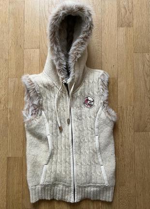 Fur lined hoodie зипка с мехом кофта с мехом на капюшоне меховая зипка