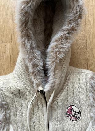 Fur lined hoodie зипка с мехом кофта с мехом на капюшоне меховая зипка