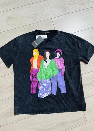 Футболка фірмова варена принт вінтажний стиль молодіжна оверсайз бавовна