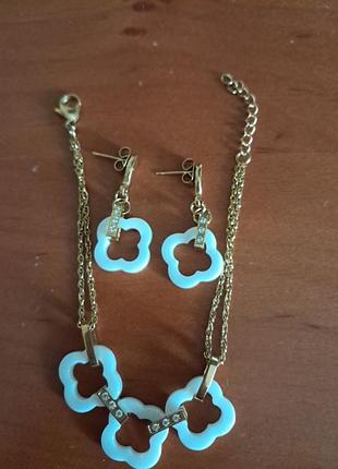 Комплект ( сталь) браслета с серьгами