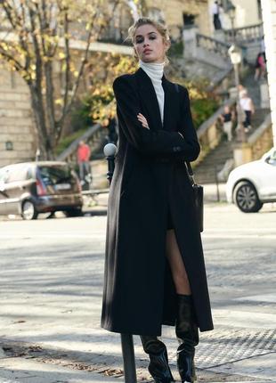 Пальто женское черное шерстяное zara new