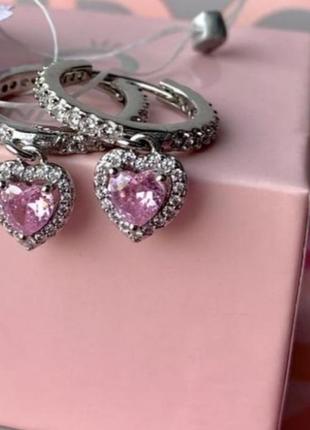 Сережки розовое сердце