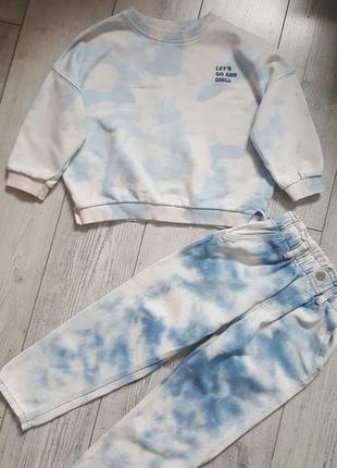 Набор комплект костюм свитшот zara и джинсы h&m