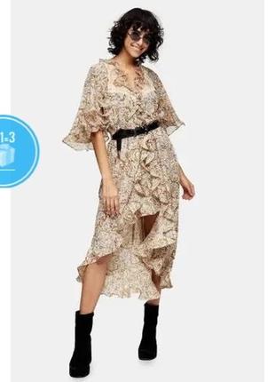Миди платье topshop с рюшами и кружевом